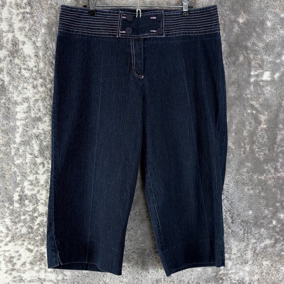 Nicle Miller Size 16 Cropped Stretch Denim Pin Striped Jeans Blue Pants - Picture 1 of 11